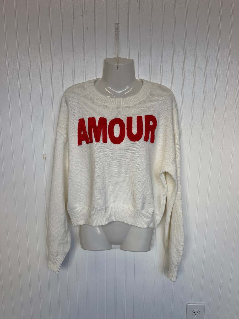 Sincerely Jules Off White Amour Knit Graphic Sweater XL